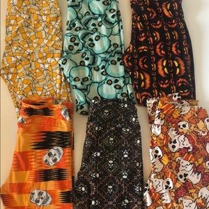 6 Pair of Lularoe Halloween Skulls HTF Leggings